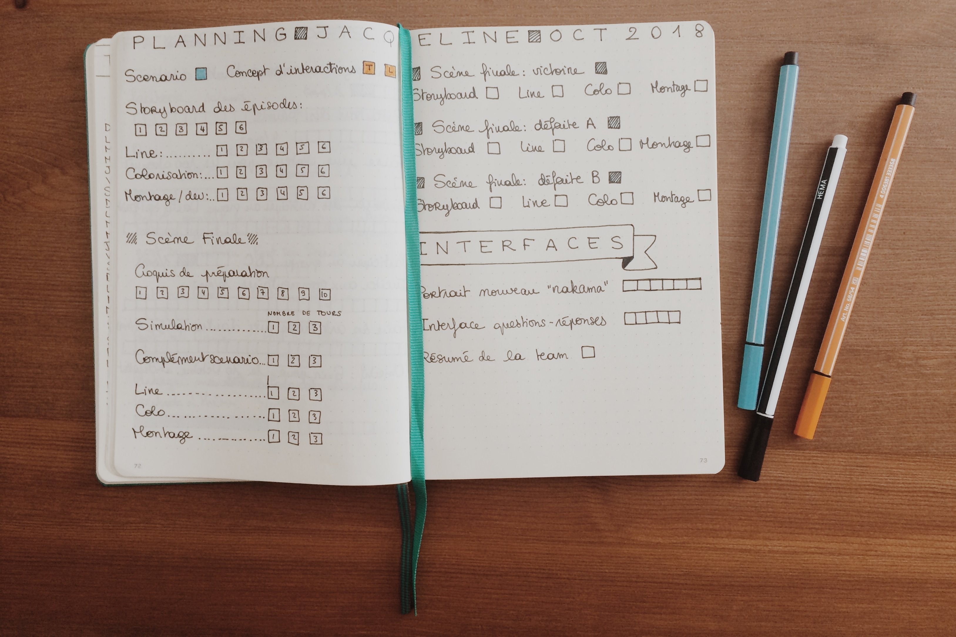 Planning de réalisation du prochain récit